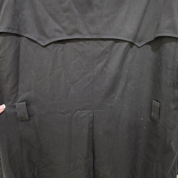 Christian Dior Trench Coat Black 42L Vintage Designer Long Double-Breasted - Picture 15 of 16